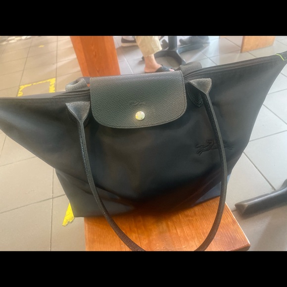 LONGCHAMP MONOCHROM ALL-BLACK Frm TUNISIA GORG Bag LUX RARE GENUINE SLEEK Lrg - Picture 3 of 16